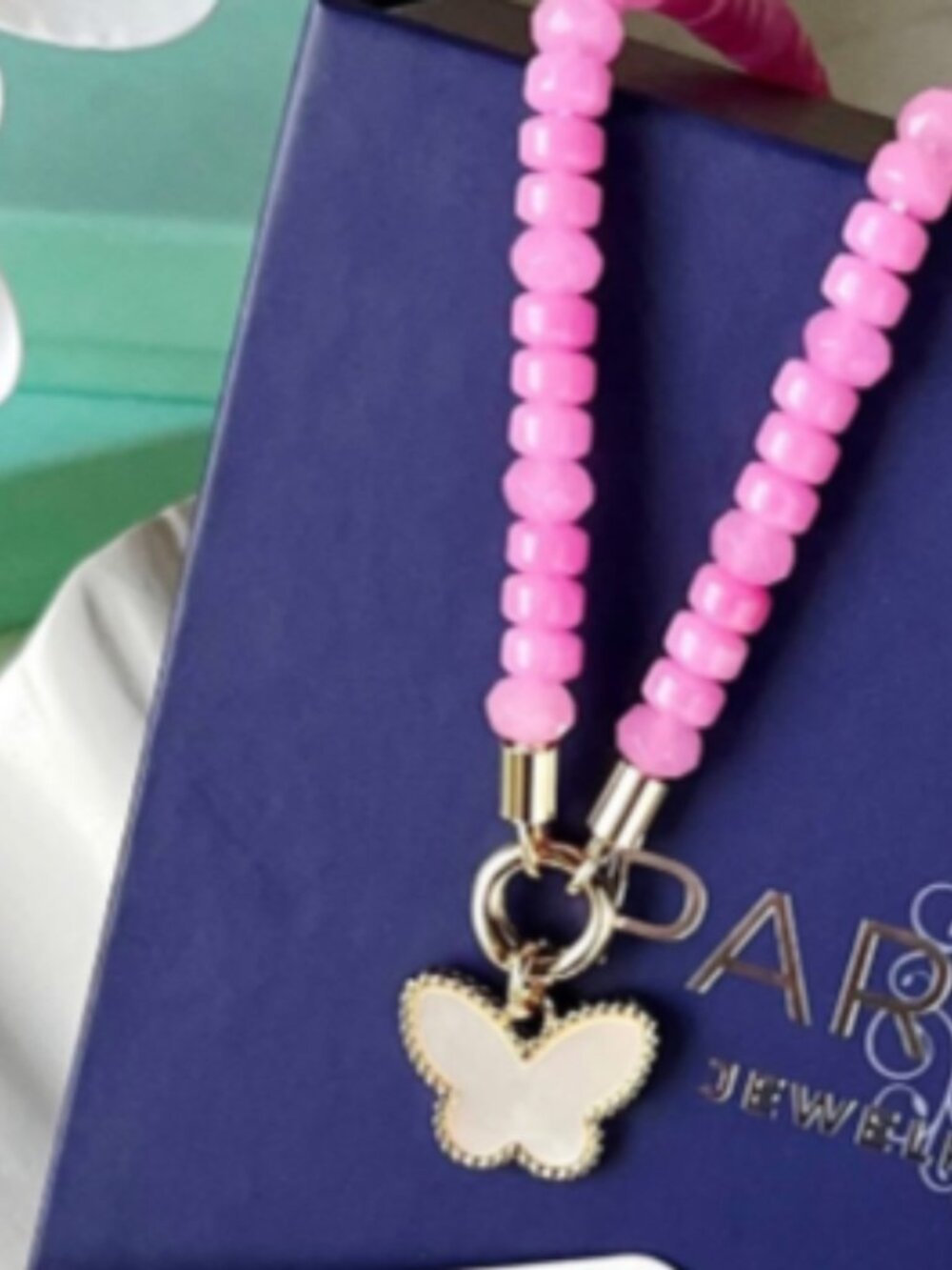 Park Lane Pink Lilly Butterfly Necklace Sparkle Box May